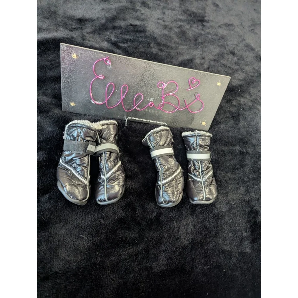 EUC Top Paw Pet Booties Faux Fur Bling Velcro
